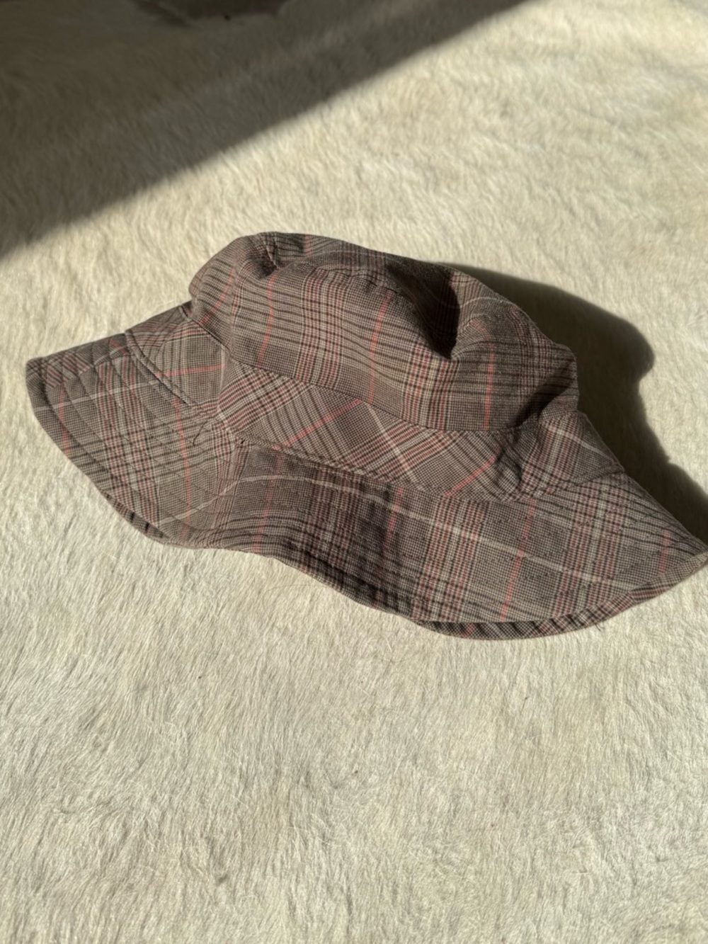 Auxiliary Aritzia Plaid Bucket Hat Brown Neutral Grunge Preppy Aesthetic